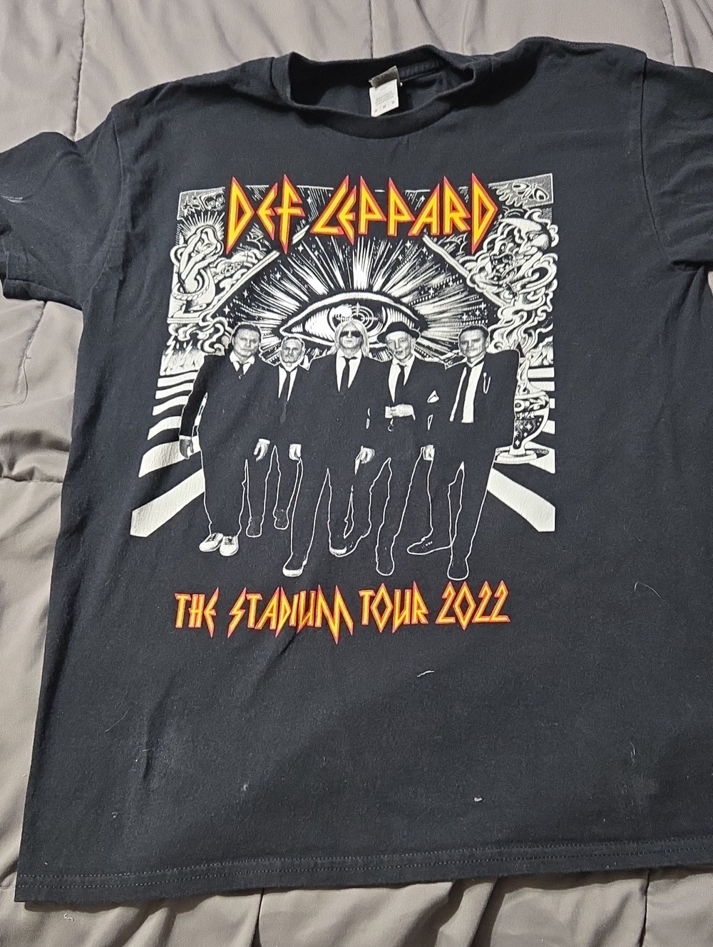 Men's DEF LEPPARD Black Graphic Tour T-Shirt - The Stadium Tour 2022 Sz M